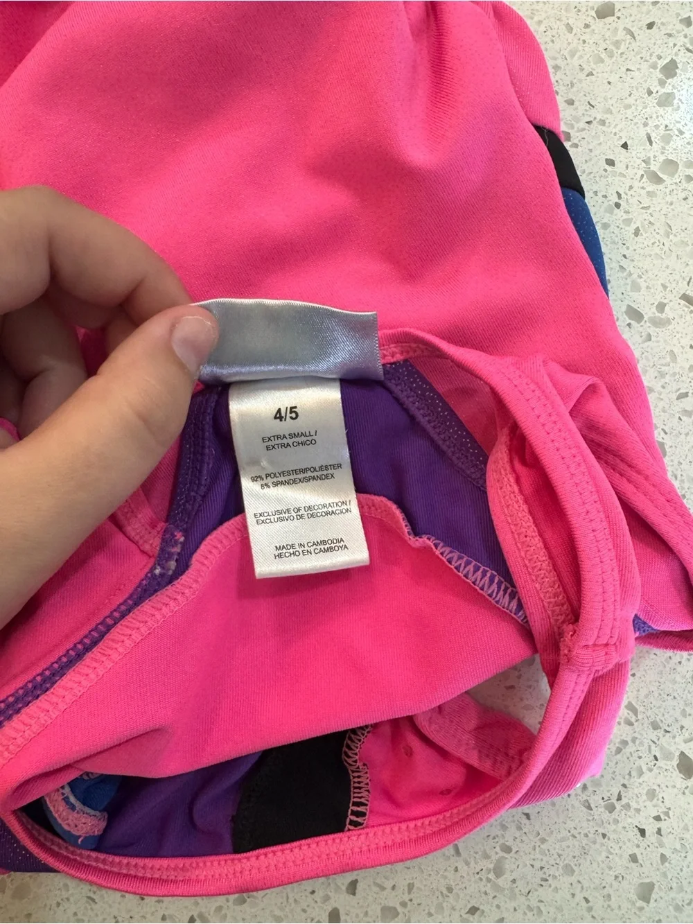 Girls' Bright Pink leotard with Purple Lining - Size 4/5